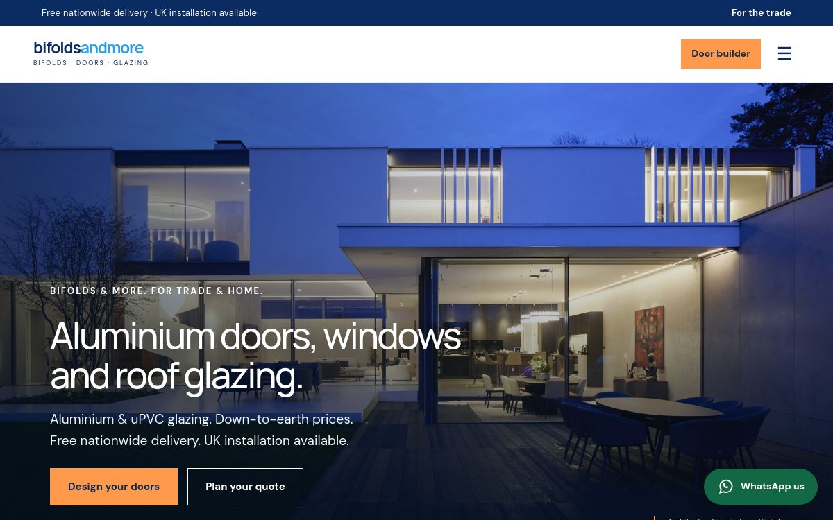 Bifolds & More homepage screenshot