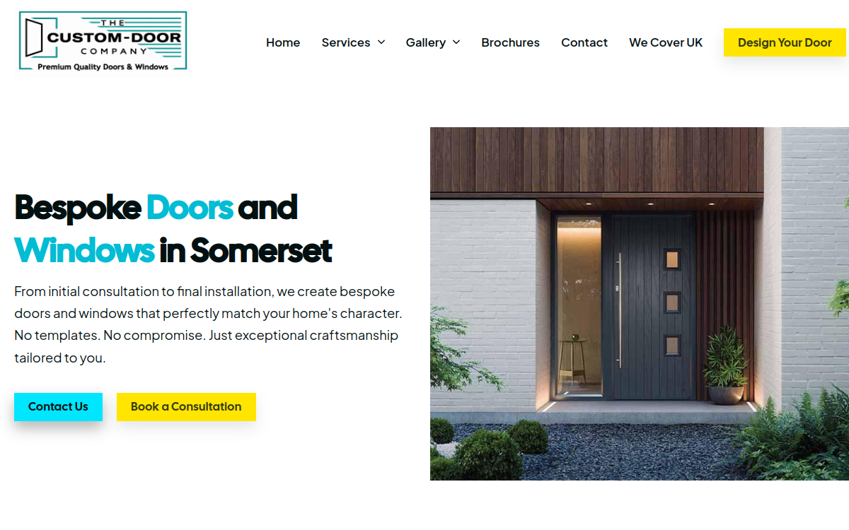 The Custom Door Company homepage screenshot